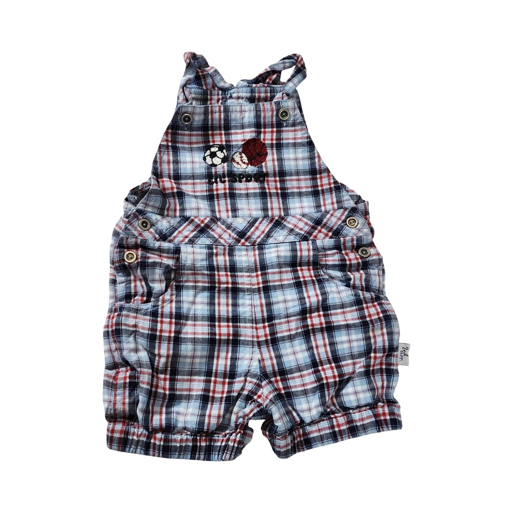 Vintsge 2nd Step Baby Boy Plaid Overalls Baseball Lil Sport Embroidery  18M